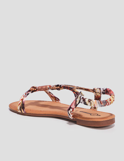 Sandales foulard bout rond &eacute;lastiqu&eacute;es multicolore femme