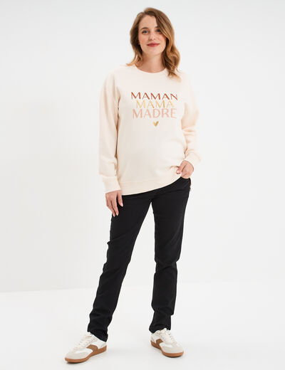 Sweat allaitement manches longues beige femme maternité