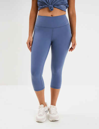Legging corsaire de sport stretch bleu fonc&eacute; femme