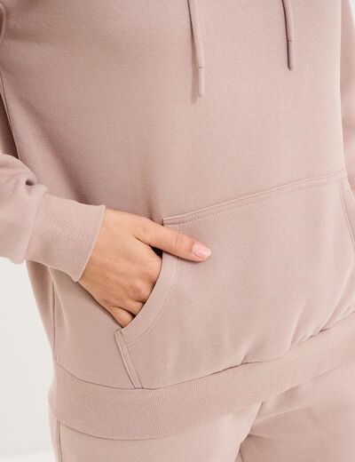 Sweat hoodie molleton &agrave; capuche marron clair femme