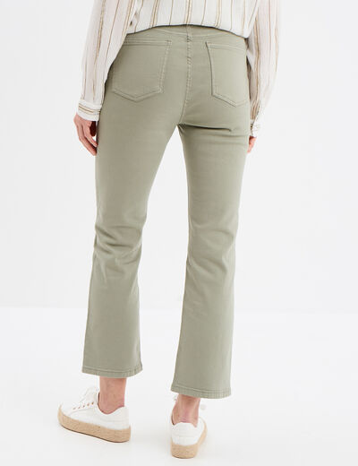 Pantalon flare 7/8ème taille haute vert kaki femme