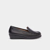 Mocassins compens&eacute;s confort cuir noir femme