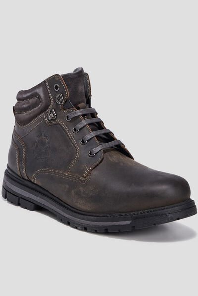 Bottines à lacets en cuir gris homme