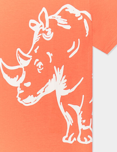 T-shirt col rond et manches courtes rouge corail garçon