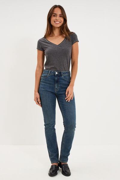 T-shirt manches courtes gris fonc&eacute; femme