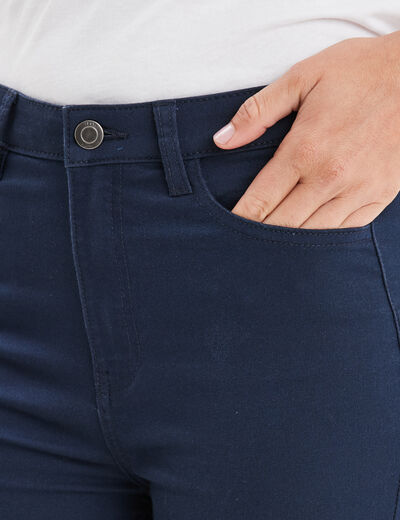 Pantacourt slim 5 poches bleu marine femme