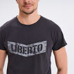 T-shirt manches courtes coton d&eacute;lav&eacute; gris fonc&eacute; homme