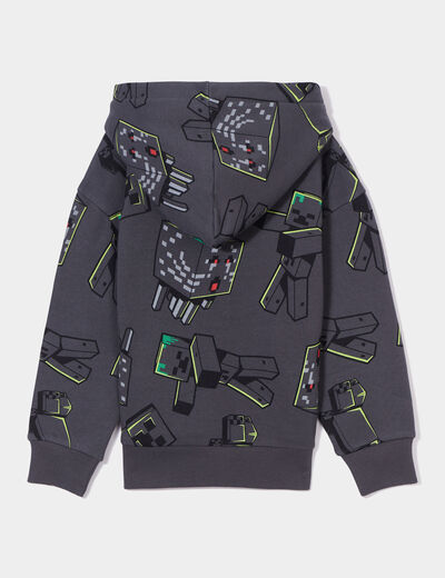 Sweat à capuche hoodie Minecraft gris foncé garçon