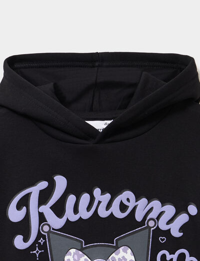 Sweat hoodie Hello Kitty Kuromi noir fille