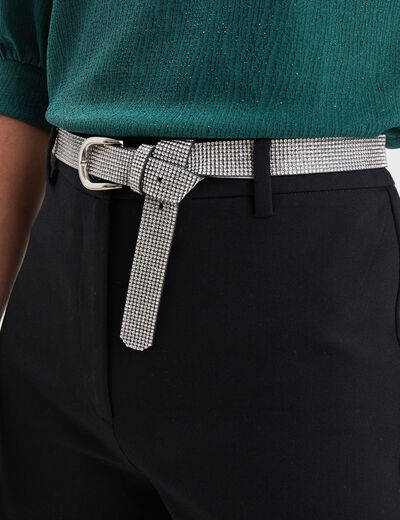 Ceinture à strass gris argent femme