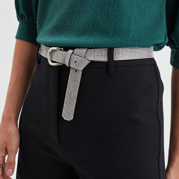 Ceinture à strass gris argent femme