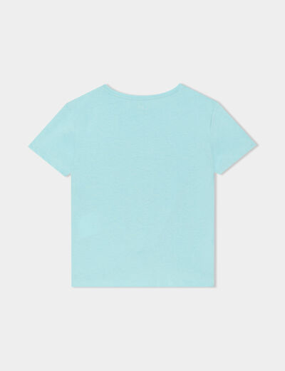 T-shirt noué manches courtes bleu turquoise fille