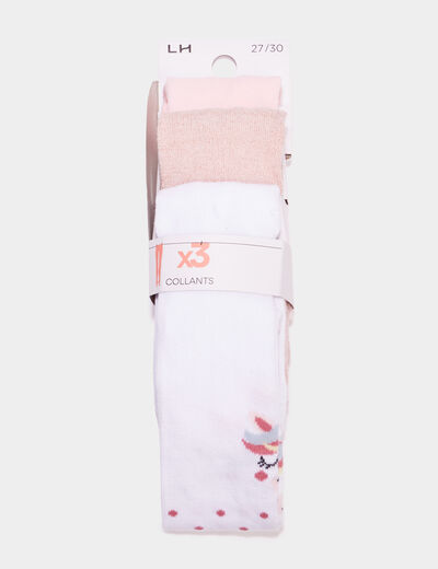 Lot 3 collants opaques coton rose fille