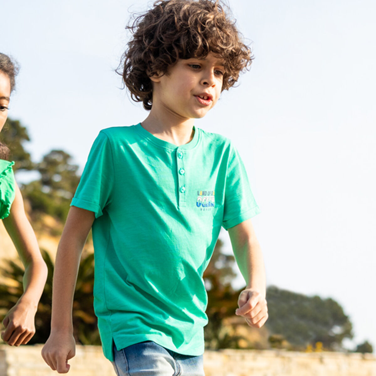 T-shirt manches courtes Creeks vert garçon