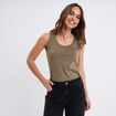 Débardeur bretelles larges coton vert kaki femme