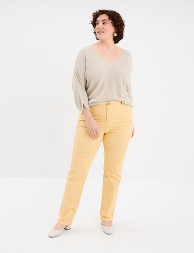 Pantalon straight taille haute Modavista jaune clair femme grande taille