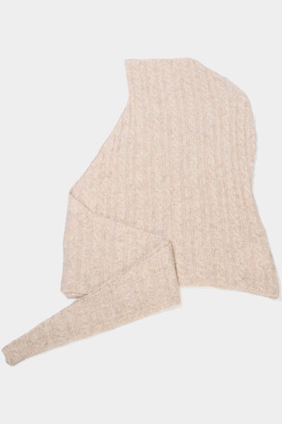 Cagoule avec &eacute;charpe int&eacute;gr&eacute;e beige femme