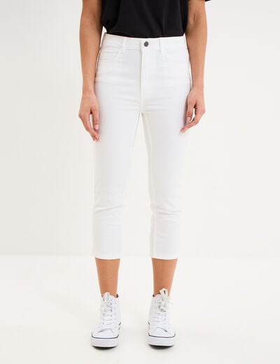 Pantalon capri slim twill 5 poches blanc femme