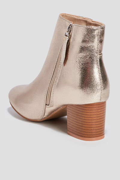 Bottines à talons métallisées jaune or femme
