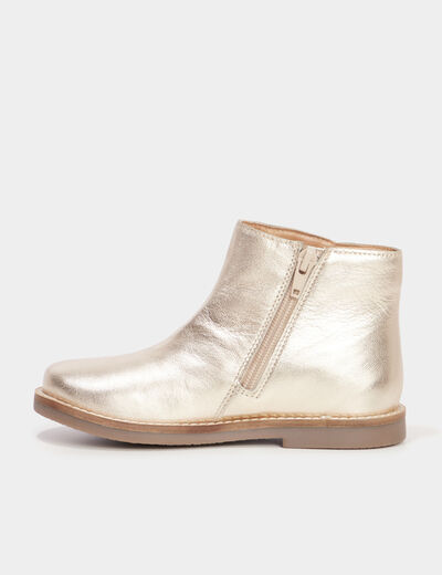 Bottines métallisées en cuir à franges jaune or fille