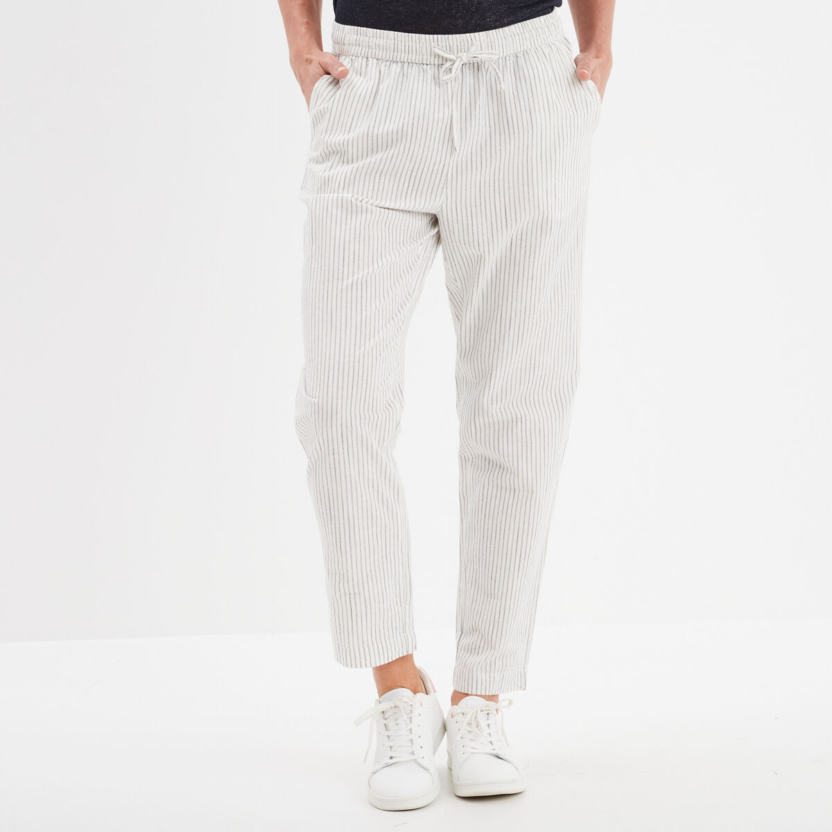 Pantalon droit 7/8ème coton ecru femme