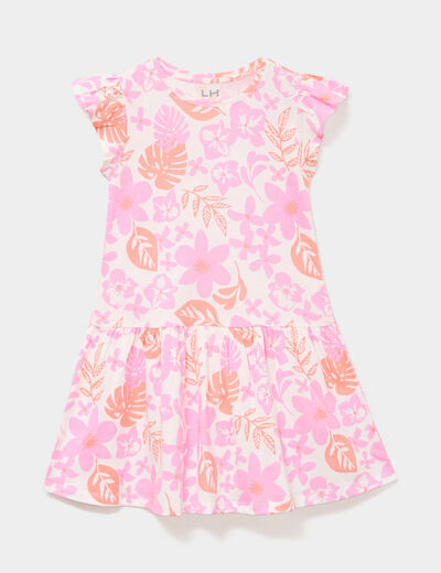 Robe courte &eacute;vas&eacute;e &agrave; volants ecru fille
