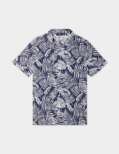 Chemise en coton manches courtes bleu homme
