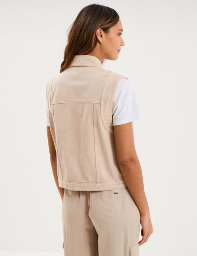 Veste en jean sans manches coton sable femme