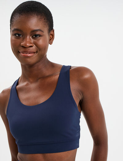 Brassi&egrave;re de sport dos nageur bleu marine femme