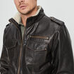 Blouson droit simili cuir marron homme