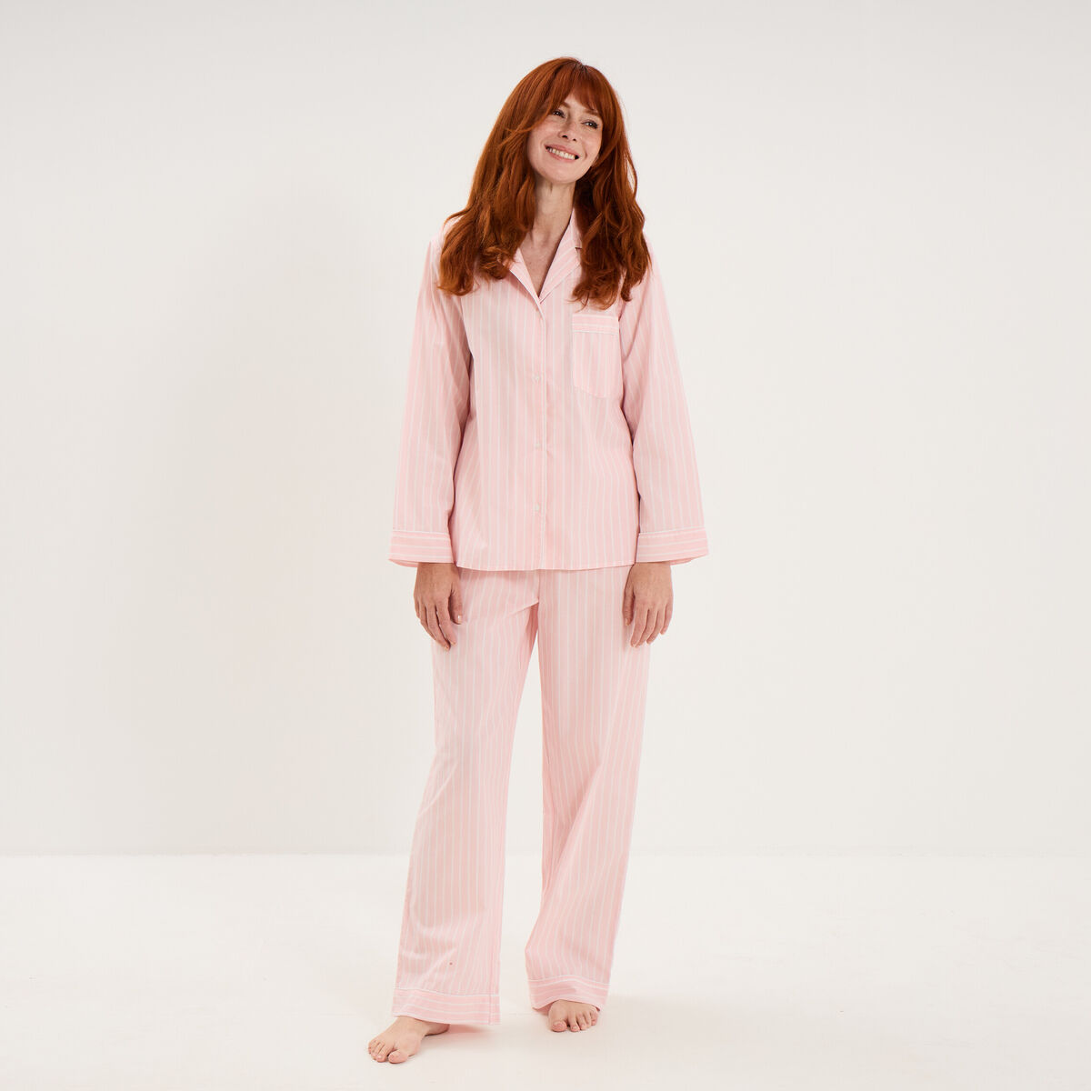 Ensemble pyjama chemise manches longues ecru femme