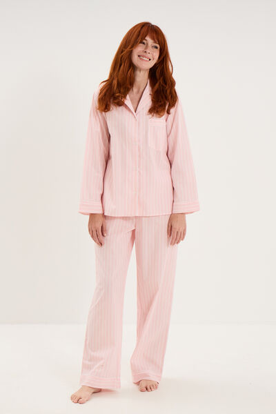 Ensemble pyjama chemise manches longues ecru femme