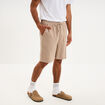Short chino droit gaze de coton taupe homme