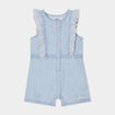 Combishort en jean volants brod&eacute;s Creeks denim bleach b&eacute;b&eacute; fille