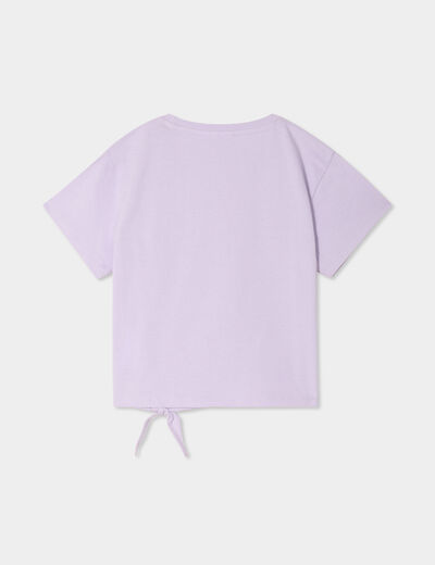 T-shirt détail noeud coton Stitch parme fille