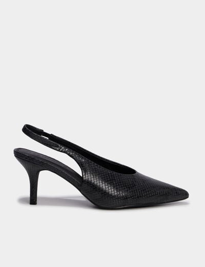Escarpins slingback &agrave; talons aiguilles noir femme