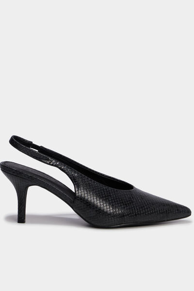 Escarpins slingback &agrave; talons aiguilles noir femme