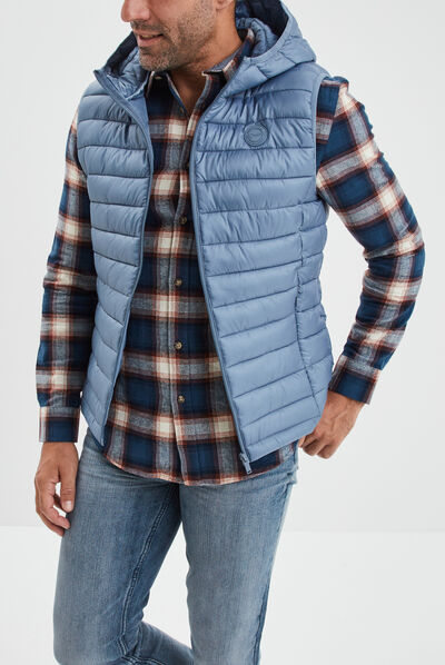 Doudoune sans manches à capuche Creeks bleu gris homme