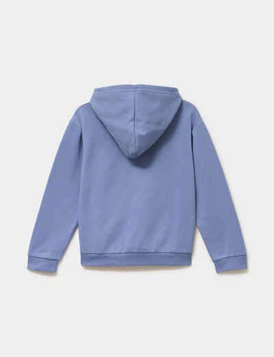 Sweat &agrave; capuche hoodie relax molleton bleu lavande fille