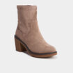 Boots effet su&eacute;dine &agrave; talons taupe femme