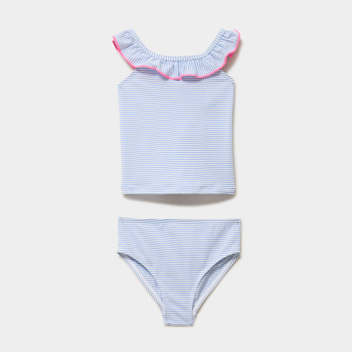 Maillot de bain 2 pi&egrave;ces volants bleu clair b&eacute;b&eacute; fille
