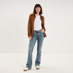 Jean flare taille basse denim dirty femme