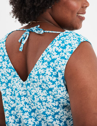 Blouse sans manches bleu canard femme grande taille