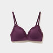 Soutien-gorge triangle micro dentelle prune femme