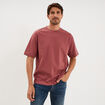 T-shirt col rond coupe relax coton &eacute;pais vieux rose homme