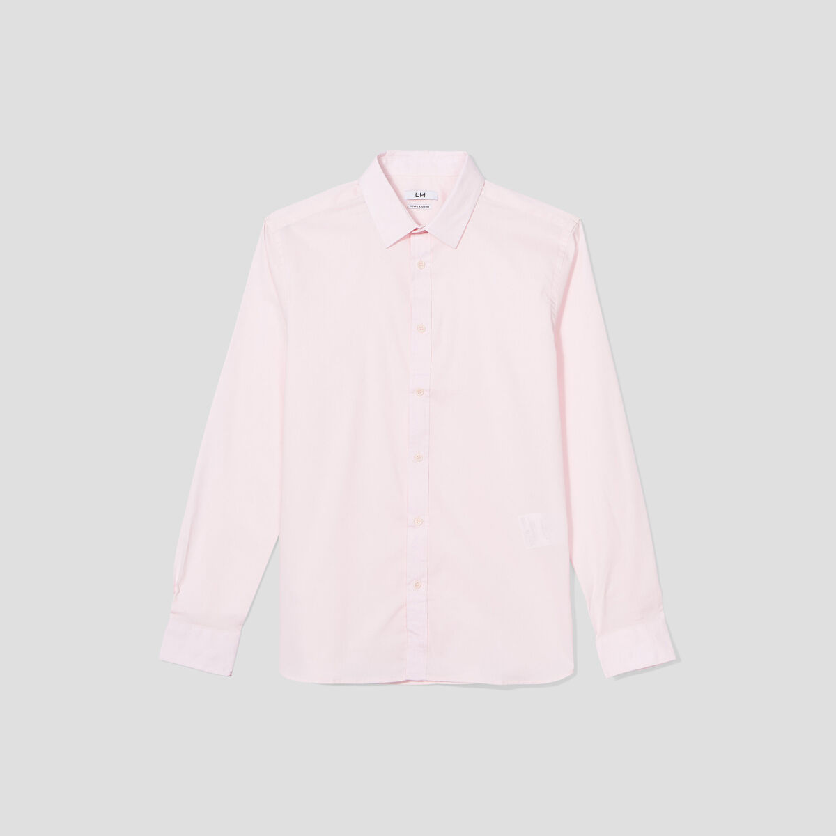 Chemise stretch manches longues rose clair homme