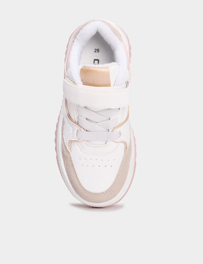 Tennis basses à scratchs blanc fille