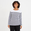 T-shirt marini&egrave;re manches longues coton blanc femme