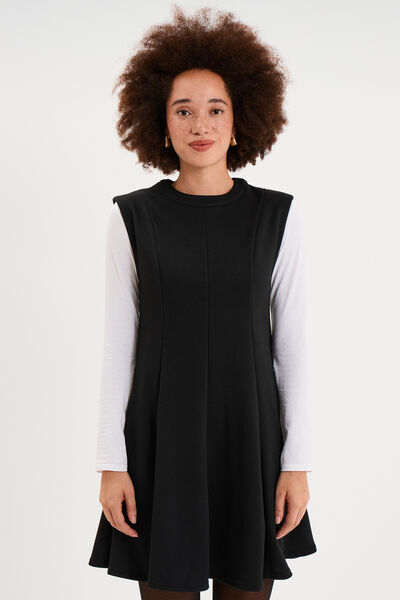 Robe courte trap&egrave;ze sans manches noir femme