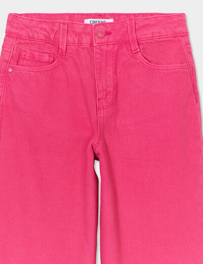 Pantalon large 5 poches coton Creeks rose framboise fille
